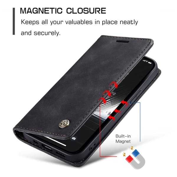 CASEME Retro Lommebok Etui for iPhone 14 Plus - Svart Black