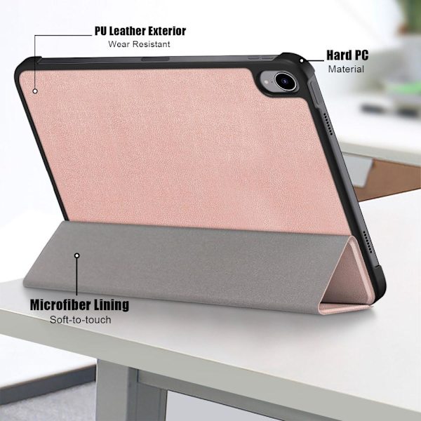 Kolminkertainen telinekotelo iPad 10.9 (2022) -tabletin suojukselle - ruusukulta Pink gold