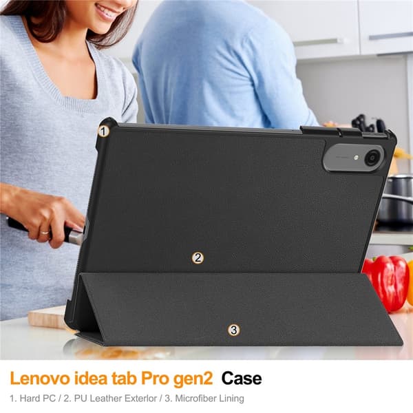 Til Lenovo Idea Tab Pro Gen 2 13" Deksel med Stativ Støtsikker - Svart Black