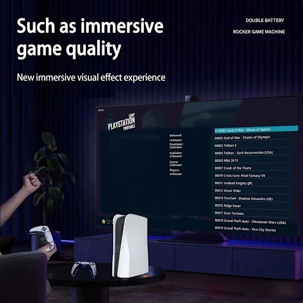 Trådløs HD Videospillkonsoll 128G Plug and Play Spillstasjon med 2 Spillkontrollere White