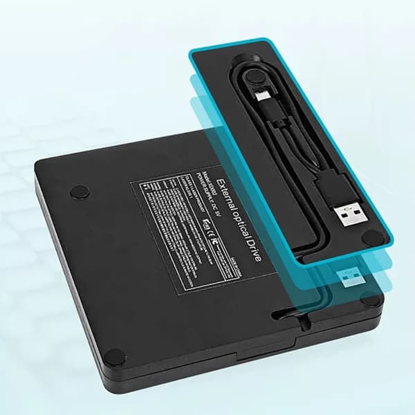 Ultratunn USB 3.0+Typ - C DVD - enhet Extern CD - läsare VCD - brännare Svart