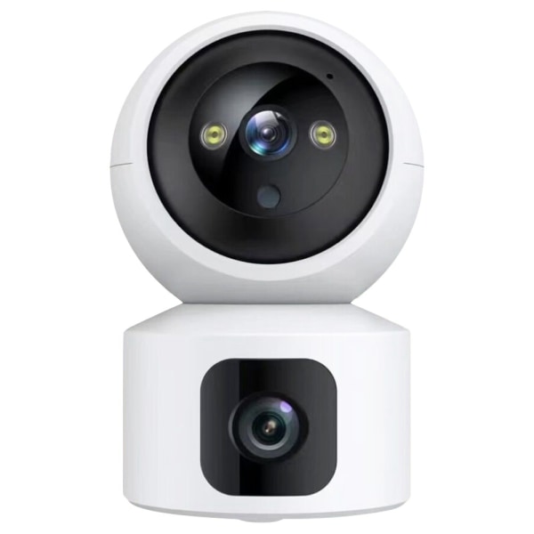 HD Smart WiFi-kamera Dual Lens Monitor Fuldfarve Night Vision White