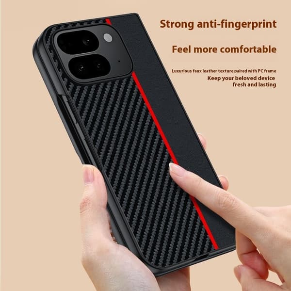 Telefondeksel for Google Pixel 10 Pro Fold Karbonfibertekstur Black