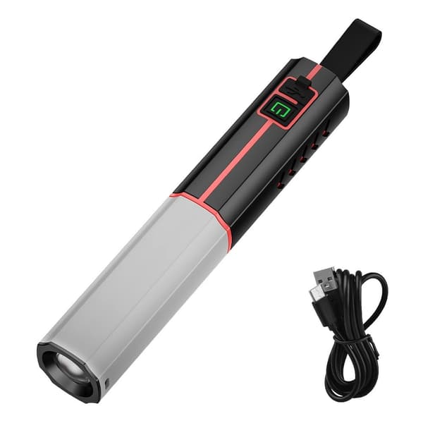 Lommelykt LED Teleskopisk zoom Oppladbar 3 moduser Hvitt lys Camping etc. Black
