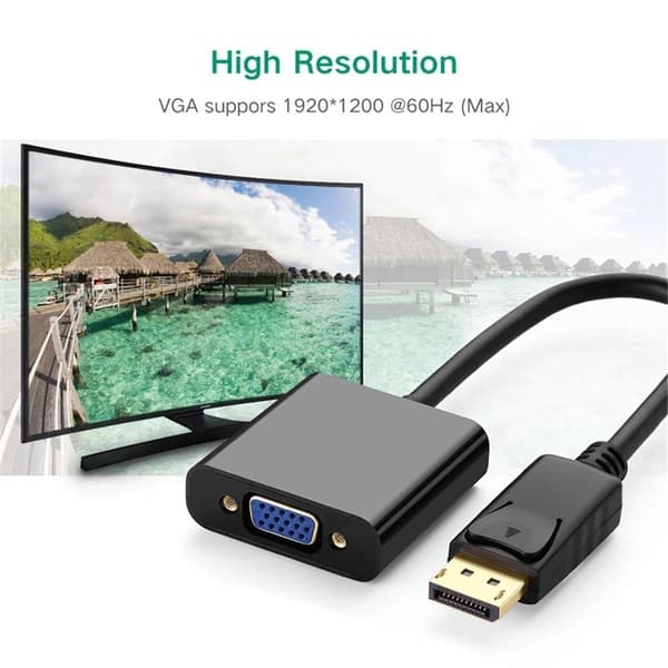 UGREEN 20415 1080P DisplayPort hann til VGA hunn lyd- og videoadapterkonverter Black