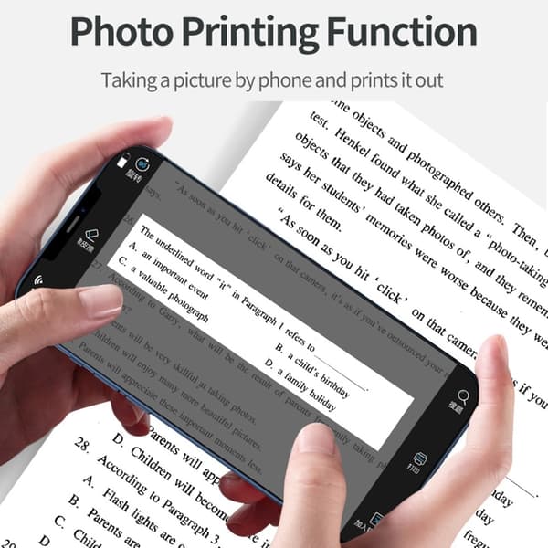 Bluetooth - fotoprinter Bærbar trådløs kontormemoprinter White