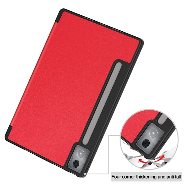 För Lenovo Idea Tab Pro Fodral Tri-Fold Stativ Skal med pennhållare - Röd Röd