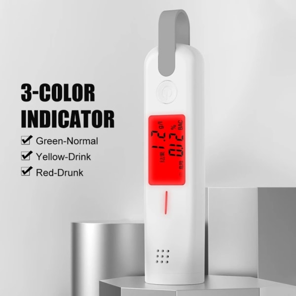 Alkometer 3-färgsindikator Högprecision alkoholtestare LED-skärm Svart