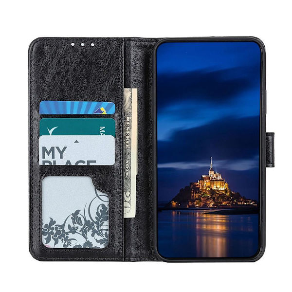 Crazy Horse Pung Standetui til Samsung Galaxy A21s - Sort Black