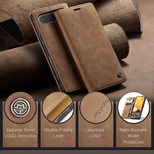 CASEME För Google Pixel 10 Pro / Pixel 10 Fodral Stativ Telefonfodral Brun
