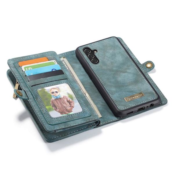 CASEME Samsung Galaxy A13 5G / A04s 4G Retro läder plånboksfodral - Blå Blå