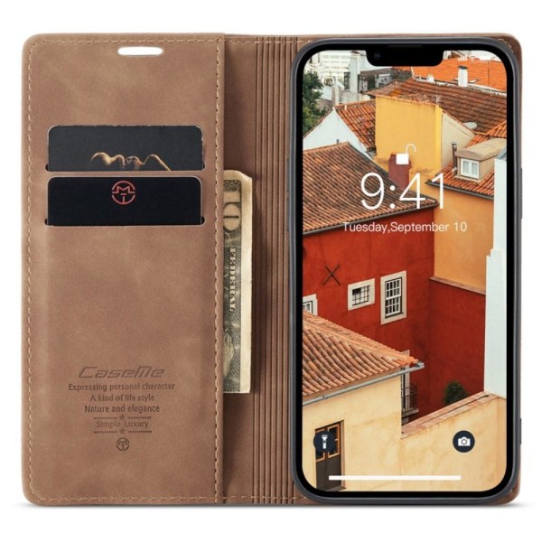 CASEME Retro tegnebog taske til iPhone 14 - Lysebrun Brown