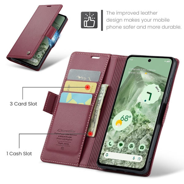 CASEME Retro Lompakkokotelo Pixel 8a Red