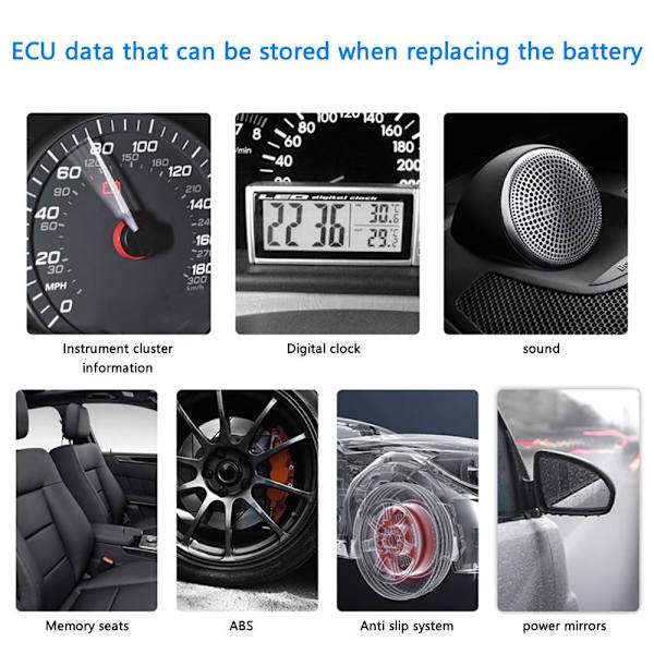 Akun auton hätävirrankatkaisun suojaus OBD2-liittimet ECU-muisti Black