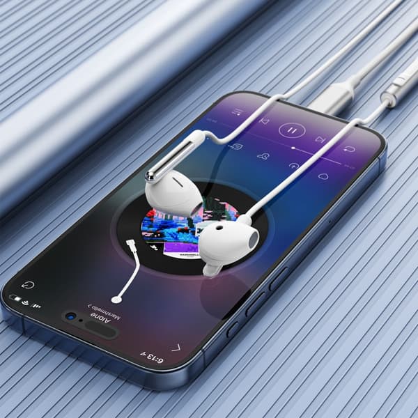 ACEFAST 1.2m USB-C Kablede Hodetelefoner med Mikrofonkontroll White