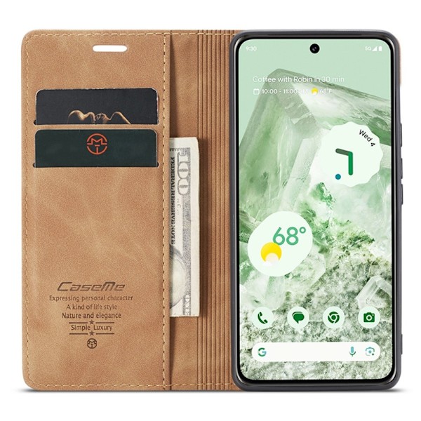 CASEME Retro Lompakkokotelo Pixel 8a Brown