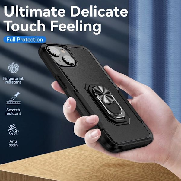 For iPhone 15 Plus PC+TPU støtsikker deksel mobilveske Black