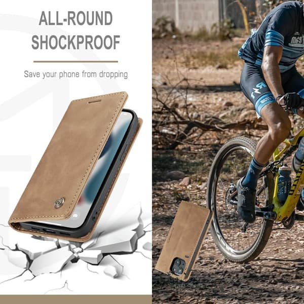 CASEME Retro tegnebog taske til iPhone 13 - Brun Brown