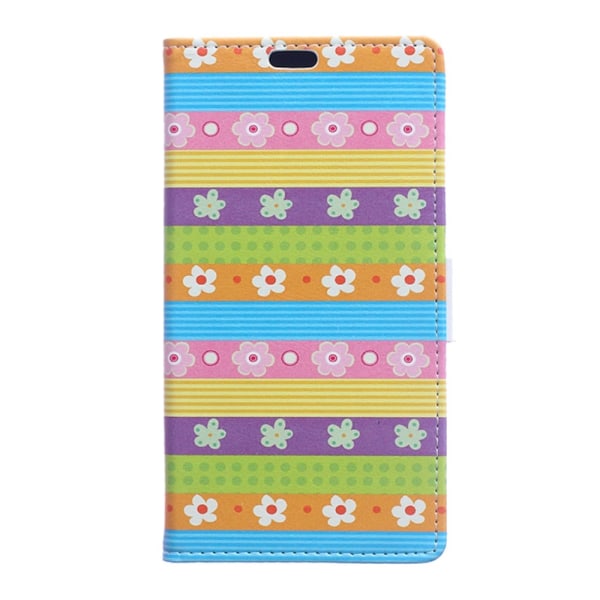 Sony Xperia X Wallet Case Flowers and Stripes Black