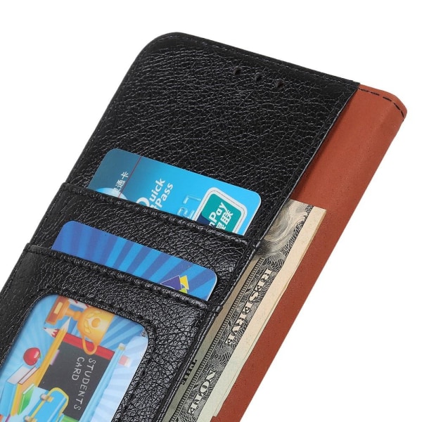 Samsung Galaxy S21+ (Plus) Nappa Texture Wallet Stand Cover- Bla Black