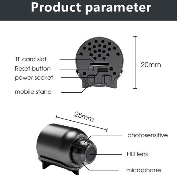 Hjemmesikkerhed WiFi-kamera 1080P Kropsgenkendelse Night Vision Black