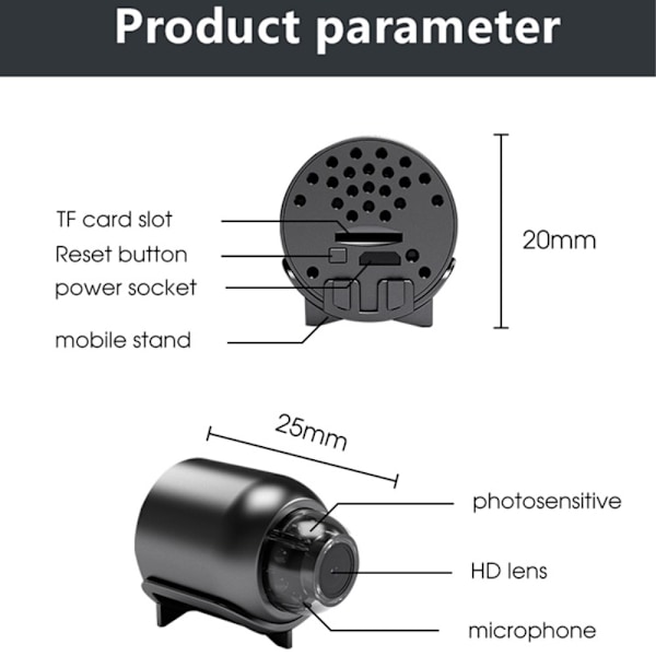Home Security WiFi Camera 1080P Body Recognition Night Vision Black