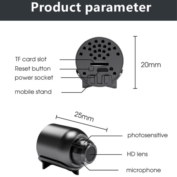 X5 Home Security WiFi-kamera Body Recognition Camera Night Vision Svart