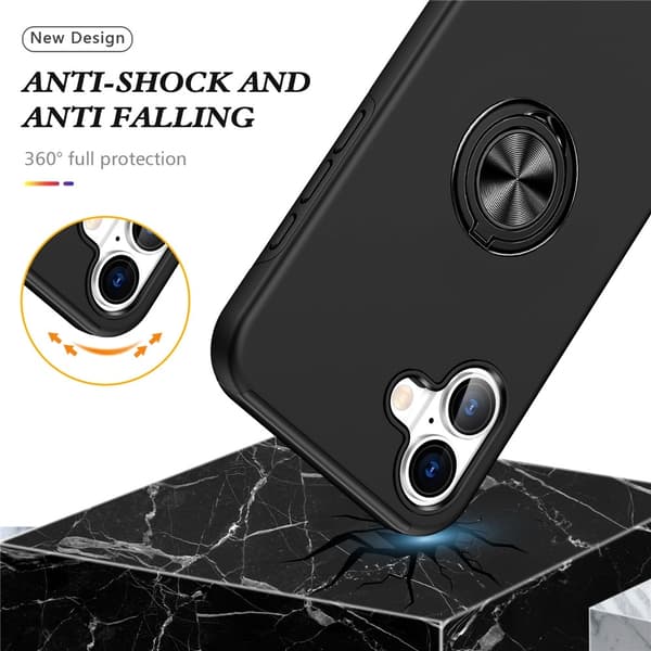 For iPhone 17 Hybrid-deksel med Fingerring Black