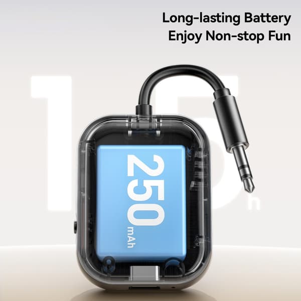 2-i-1 Bluetooth-kompatibel AUX-lydadapter (RX/TX) med LCD-display til bil højttalere Black