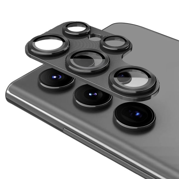 ENKAY Kamera Lins Skydd till Samsung Galaxy S24 Ultra Aluminiumlegering + Härdat Glas Svart