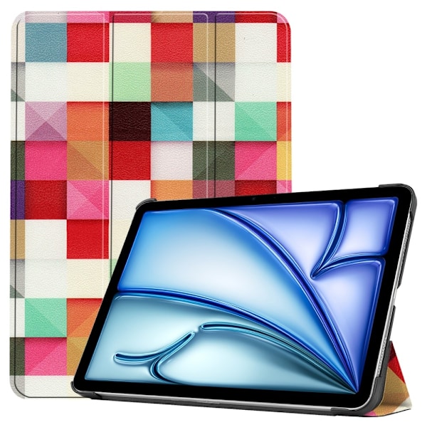 Til iPad Air 11 (2024) Etui Tre-fold Stativ Tablet Cover - Triangle Grid Multicolor