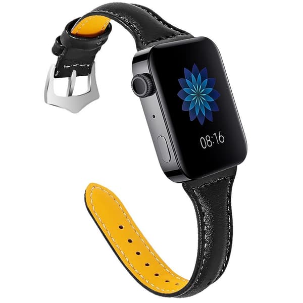 18mm ægte læder urremme til Xiaomi Mi Watch - sort Black