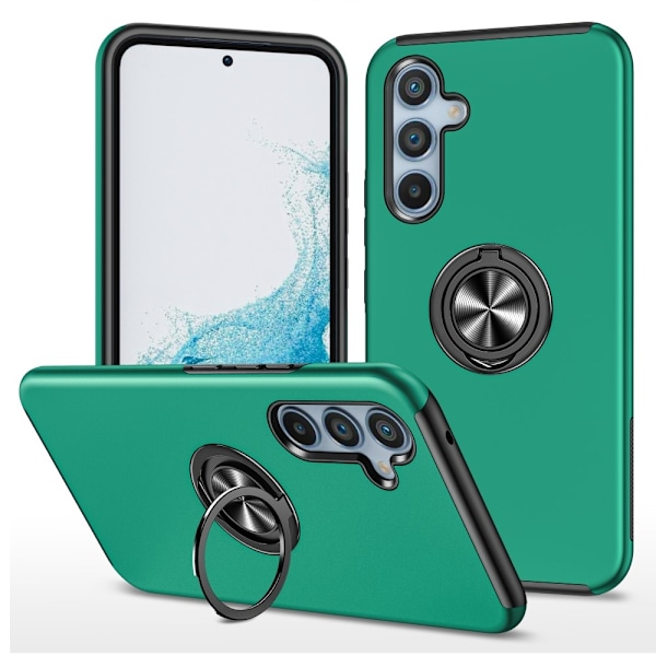 Til Samsung Galaxy A26 5G Hybrid Deksel med Roterbar Ringholder Green