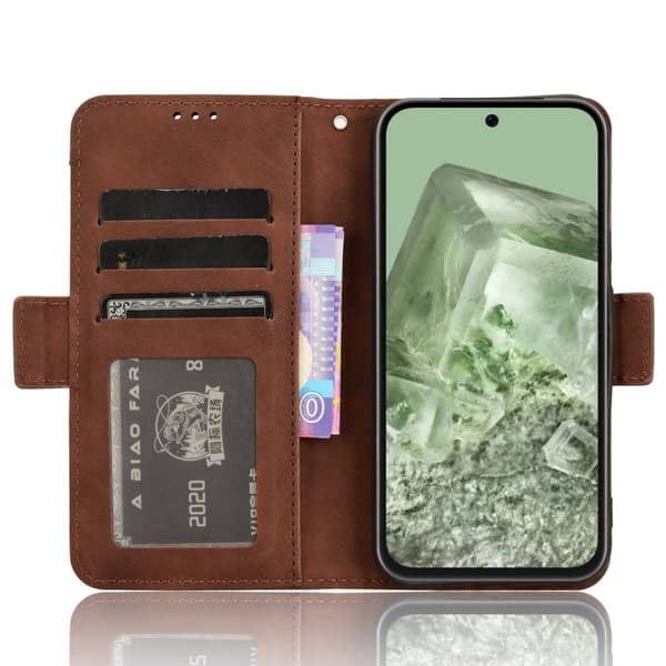Google Pixel 8a Telefonveske med flere kortlommer Brown