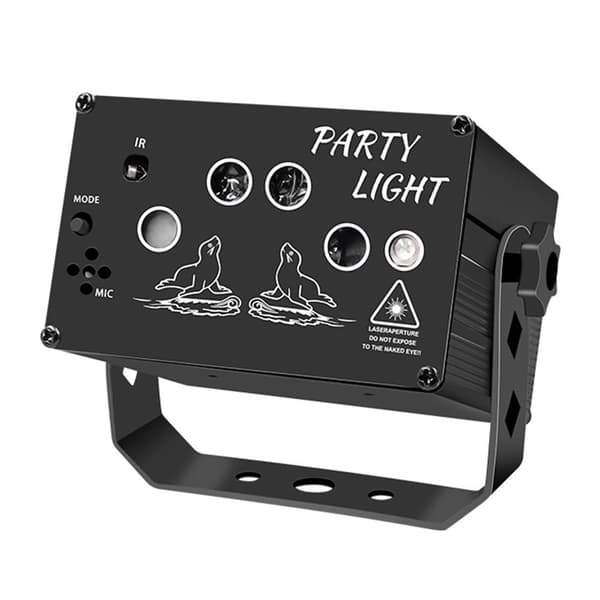 Laserlys Blitslys Stemmeaktivert Fjernkontroll Diskofest Black