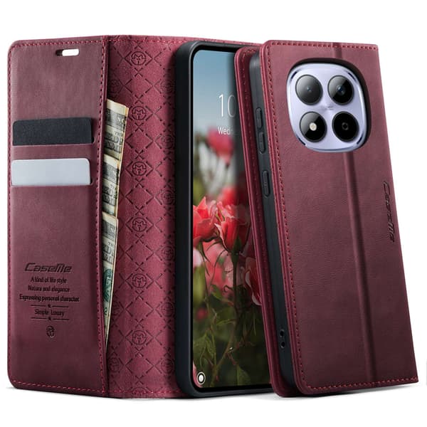 CASEME Retro Etui med Pung til Xiaomi Redmi Note 15 Pro Red