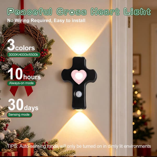 Cross vegglampe, oppladbart nattlys, bevegelsessensor, dimbar, magnetisk – hvit White