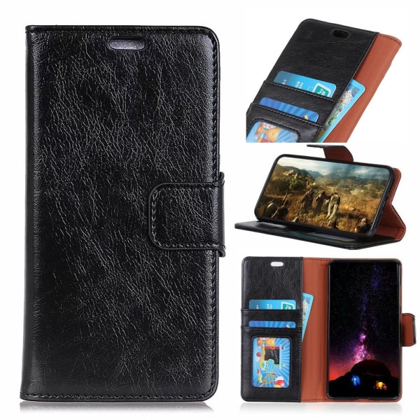 Textured Split Leather Wallet Case Nokia 9 PureView Black