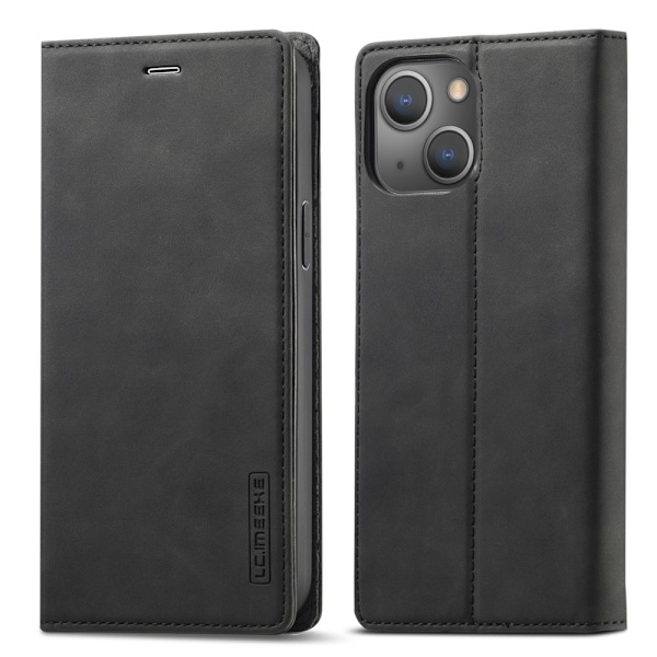 LC.IMEEKE Magneettinen puhelinkotelo iPhone 15 -telineen lompakon suojukselle Black