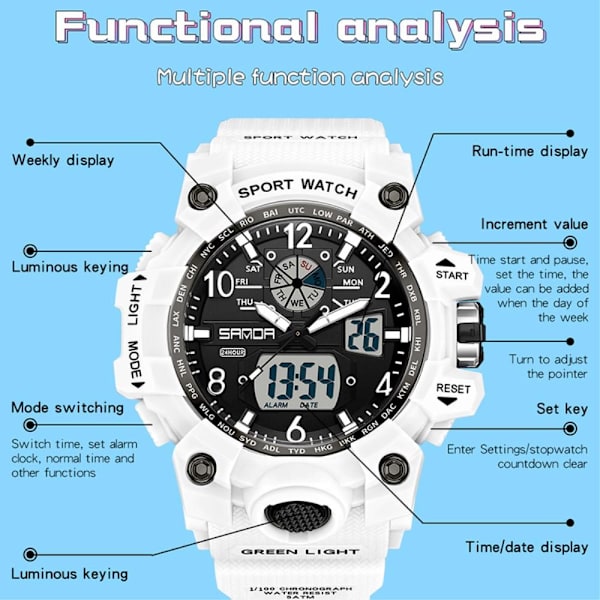 Armbåndsur Armbåndsur Digital vanntett sportsklokke osv Black