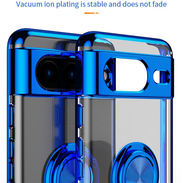 Til Pixel 8 TPU telefontaske med ringstøtte Transparent