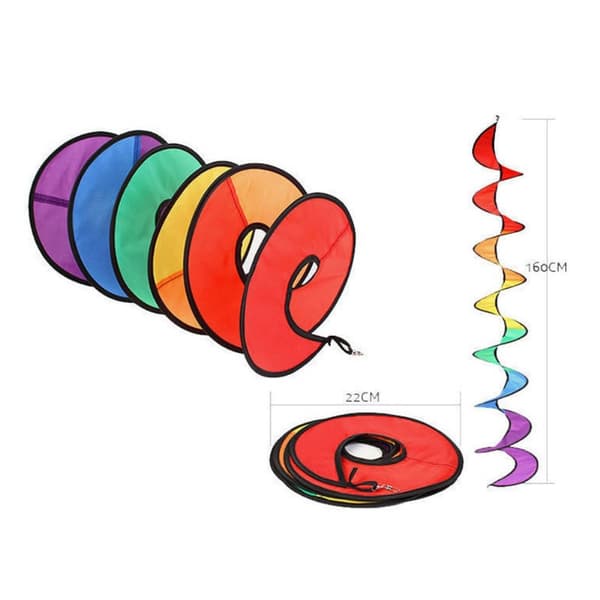 1,6 m Pride Regnbåge spiral vindspinnare tält flagga dekor Svart