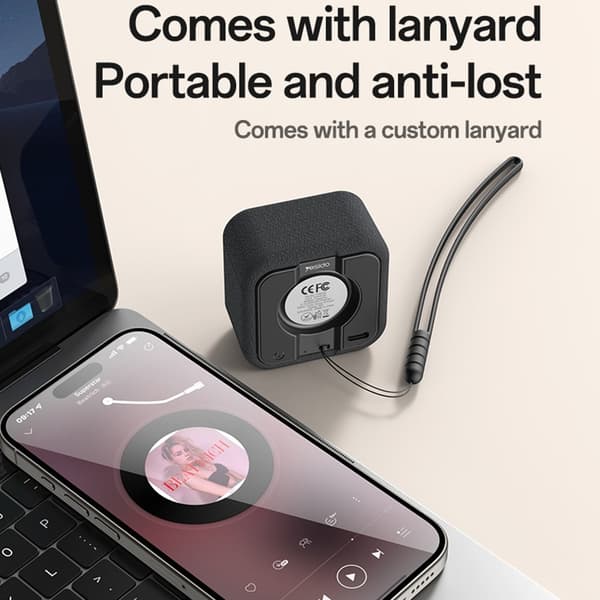 YESIDO Mini Cube TWS Bluetooth högtalare snodd förbättrad bas bärbar subwoofer Svart