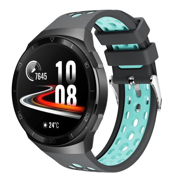 Dubbelfärg mjuk silikonarmband för Huawei Watch GT 2e - grå/grön grå