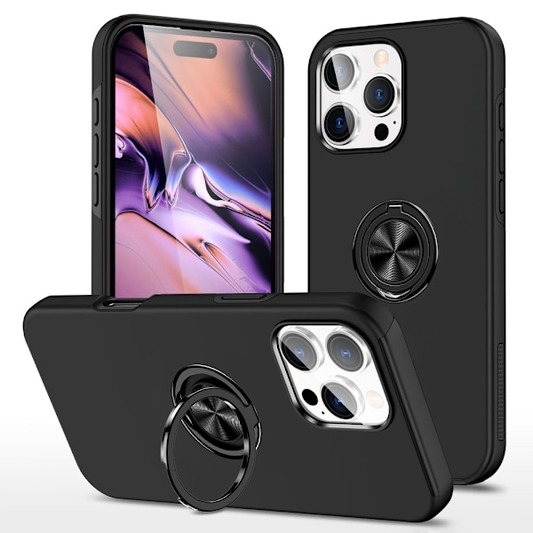 iPhone 16 Pro sormenrengasjalustan hybridikotelo Black