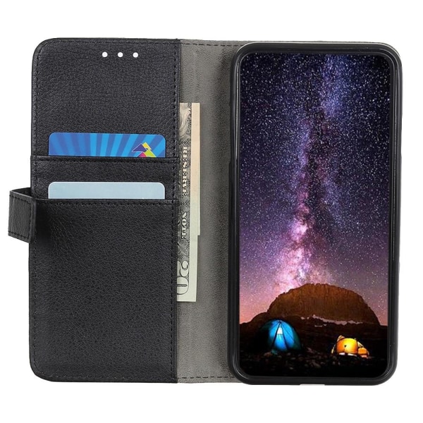 Litchi Wallet Stand Case for Nokia 7.3 Black