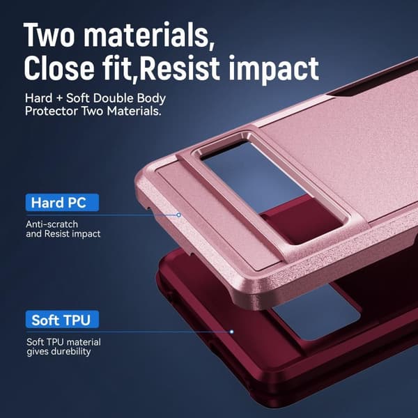 Google Pixel 7 Pro Hybrid - deksel med fingerring og metallplate - rosa Pink