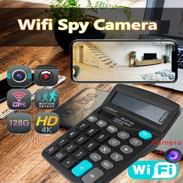 WiFi-laskin piilokamera HD 4K Mini Cam -tuki 128 Gt TF-kortti (TF-kortti ei sisälly) Black