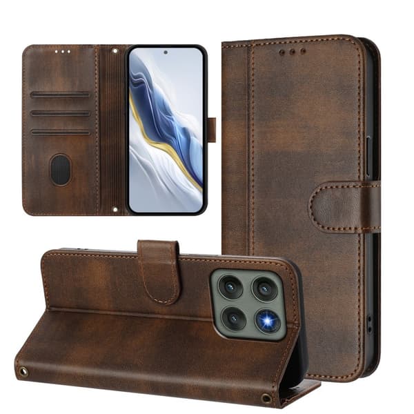 For Motorola Edge 60 Pro 5G Cases Wallet Stand Retro Cover Brown