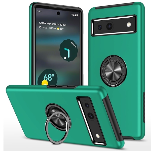 For Google Pixel 8a Finger Ring Kickstand Hybrid Case Green